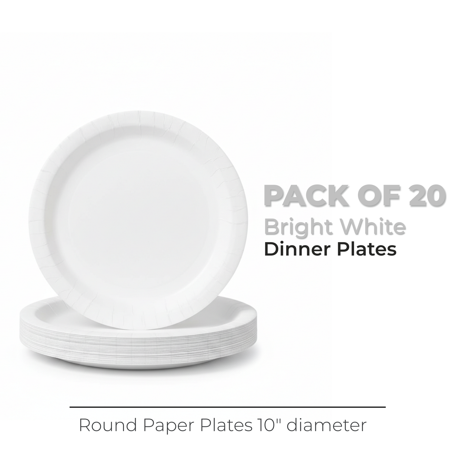 Bright White Solid Round 10" Dinner Plates, 20ct