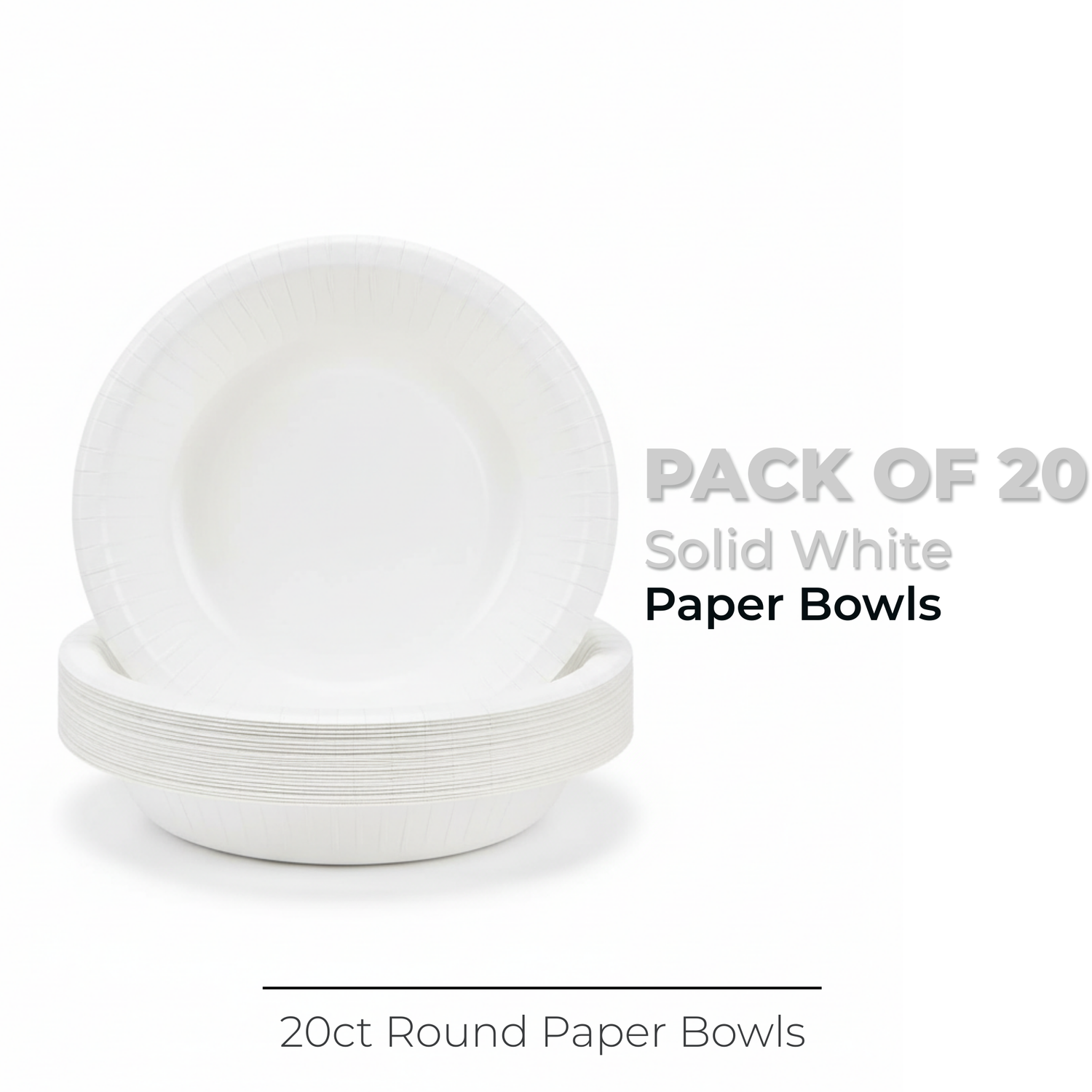 White Solid 20oz Paper Bowls, 20ct