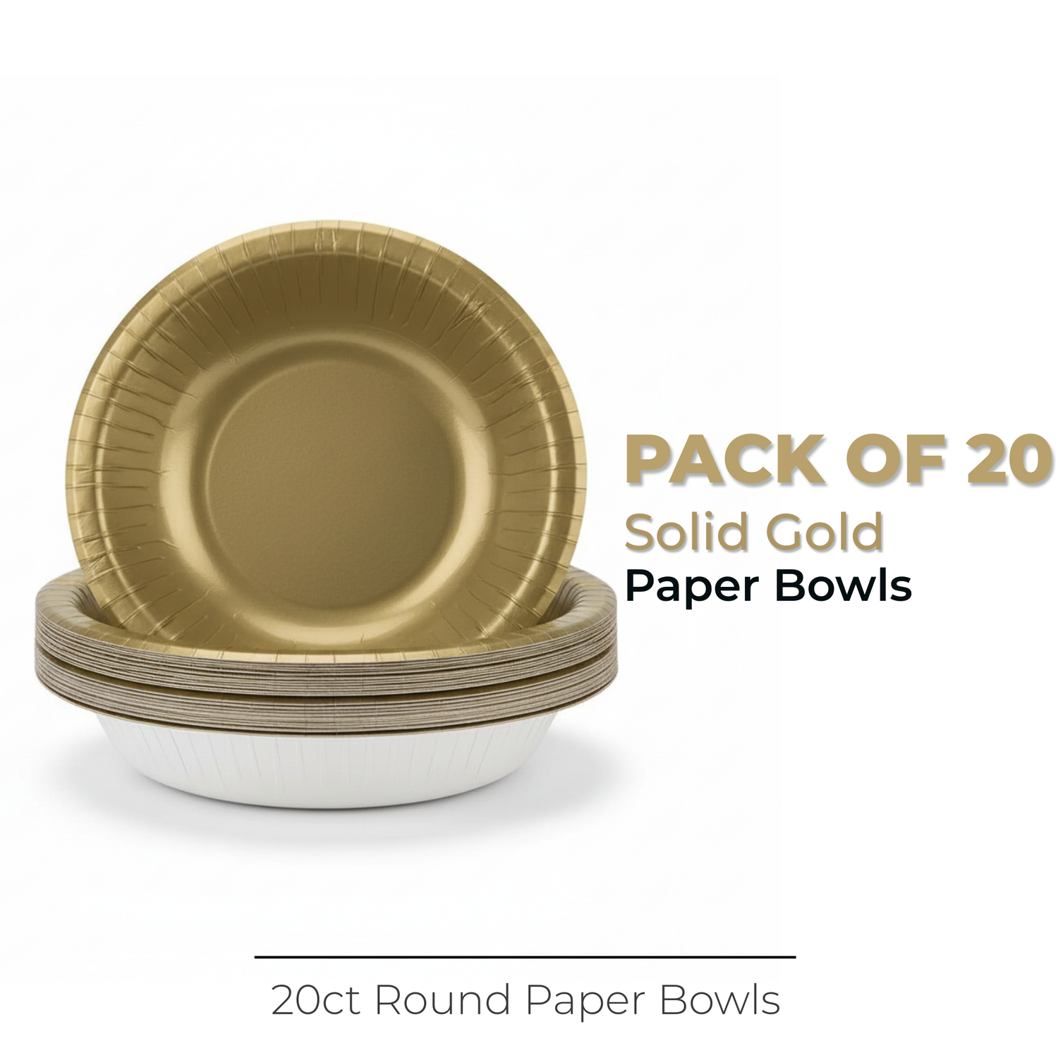 Gold Solid 20oz Paper Bowls, 20ct