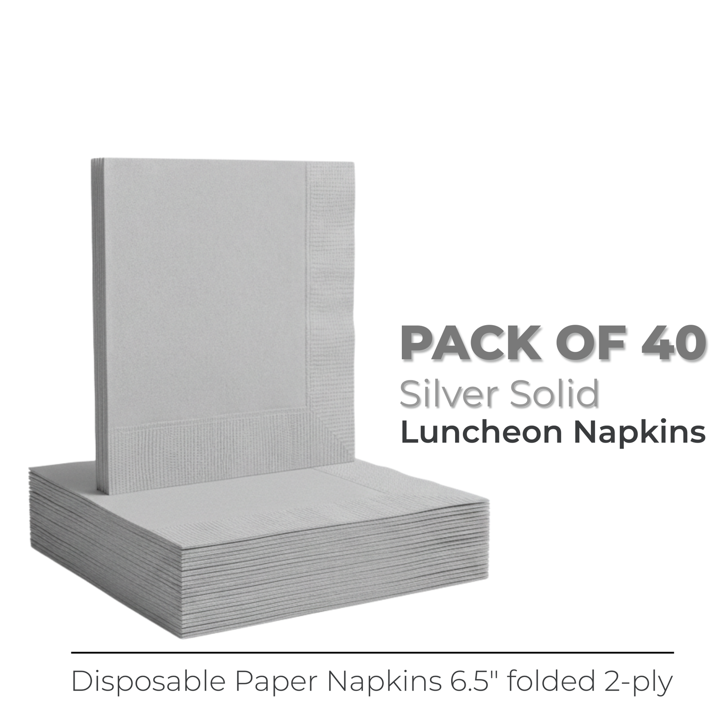Silver Solid Luncheon Napkins, 40ct