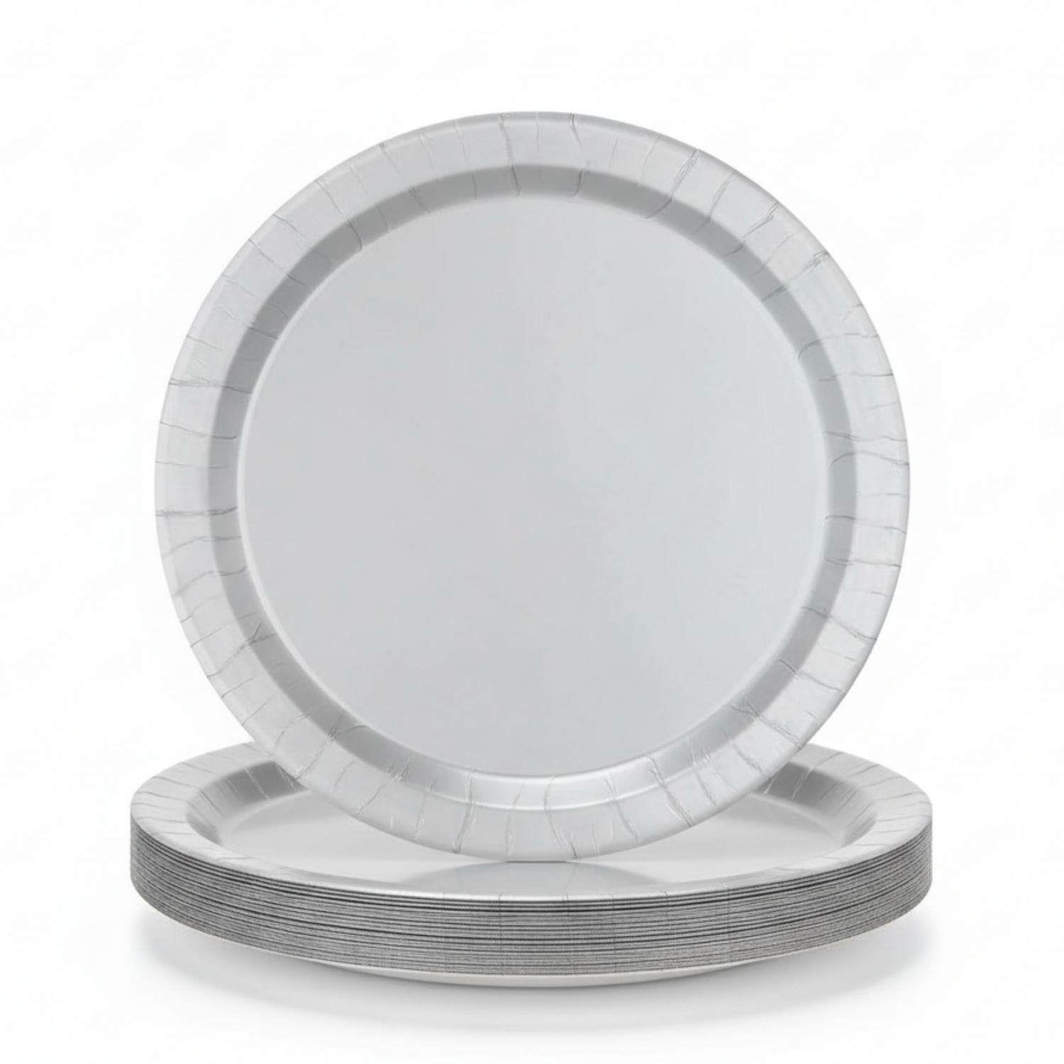 Silver Solid Round 10" Dinner Plates, 20ct