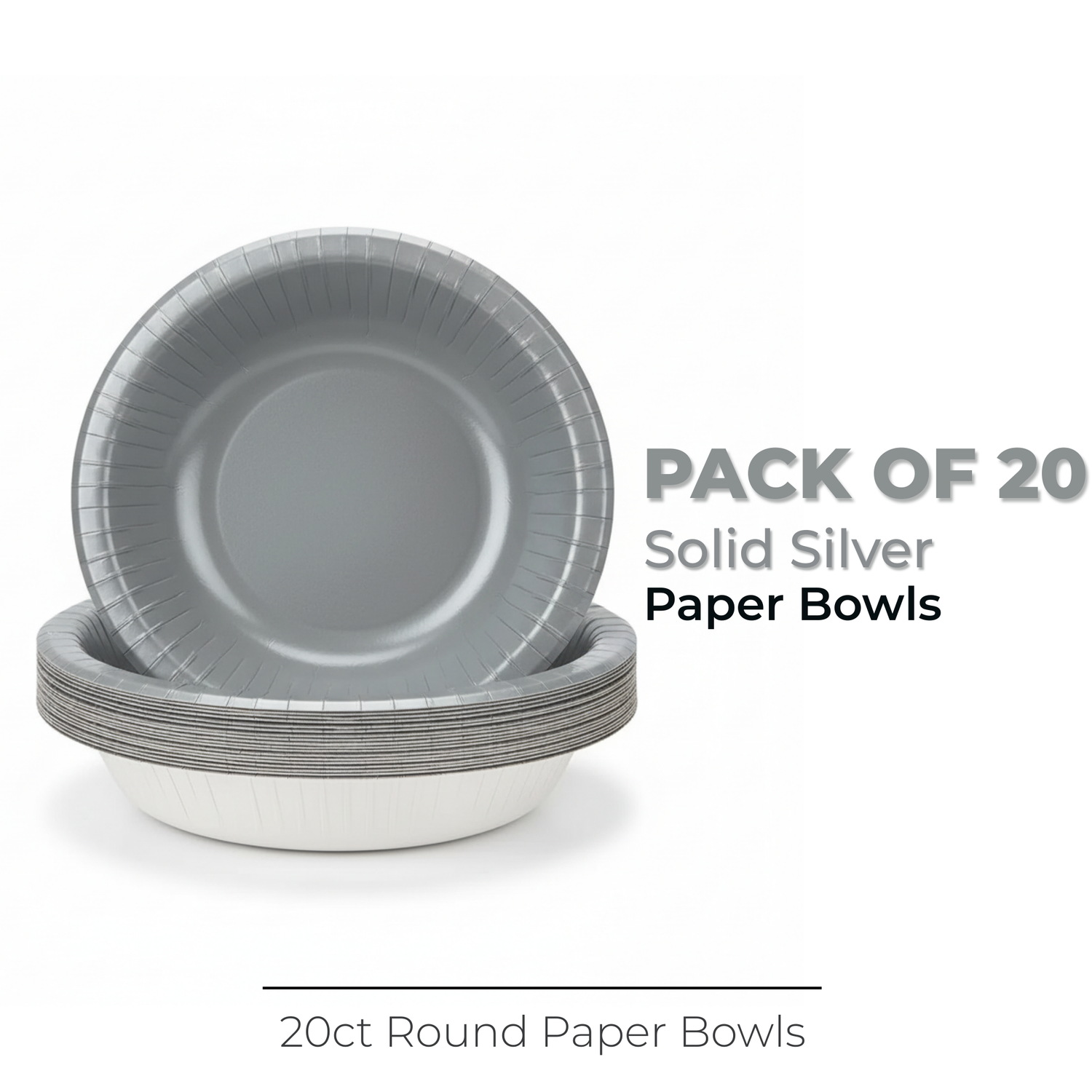 Silver Solid 20oz Paper Bowls, 20ct