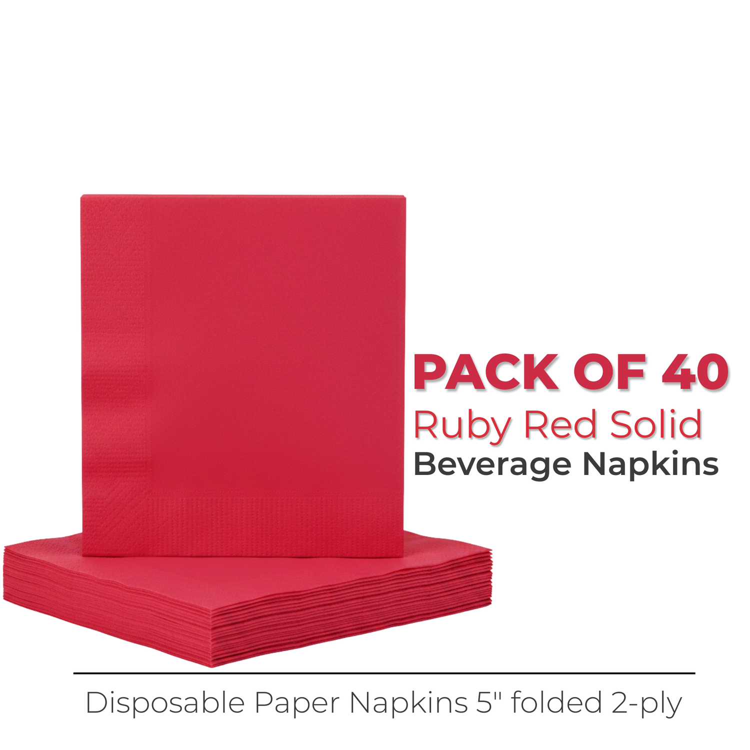 Ruby Red Solid Beverage Napkins, 40ct