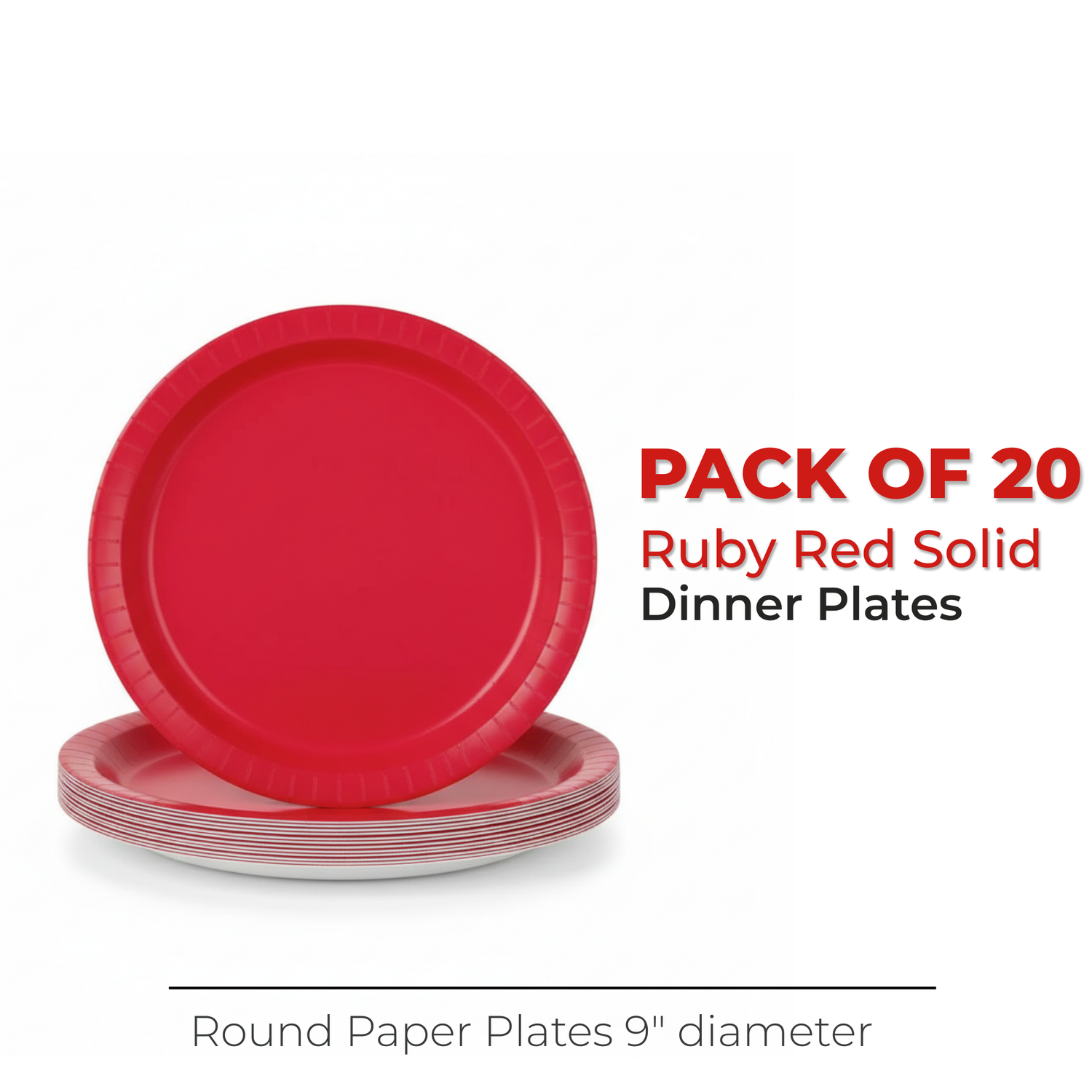 Ruby Red Solid Round 9" Dinner Plates, 20ct