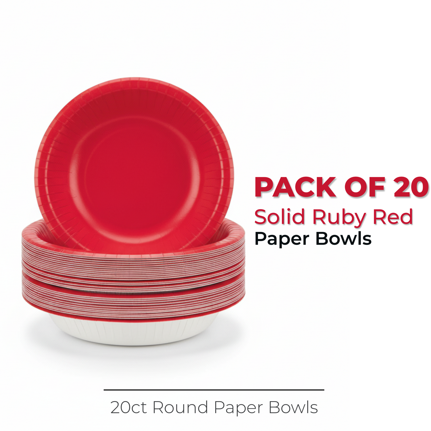 Ruby Red Solid 20oz Paper Bowls, 20ct