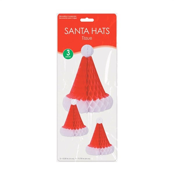 Red & White Tissue Santa Hats