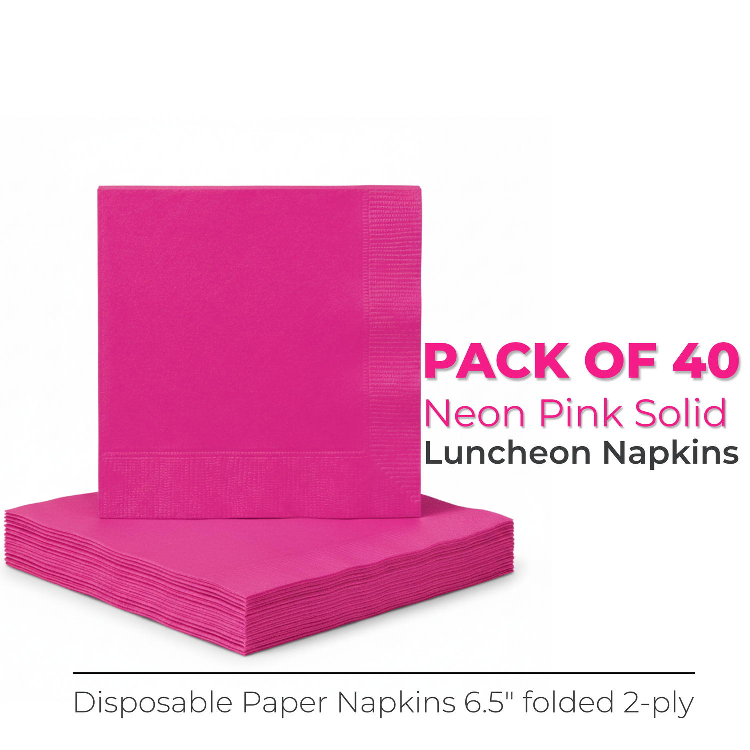 Neon Pink Solid Luncheon Napkins, 40ct