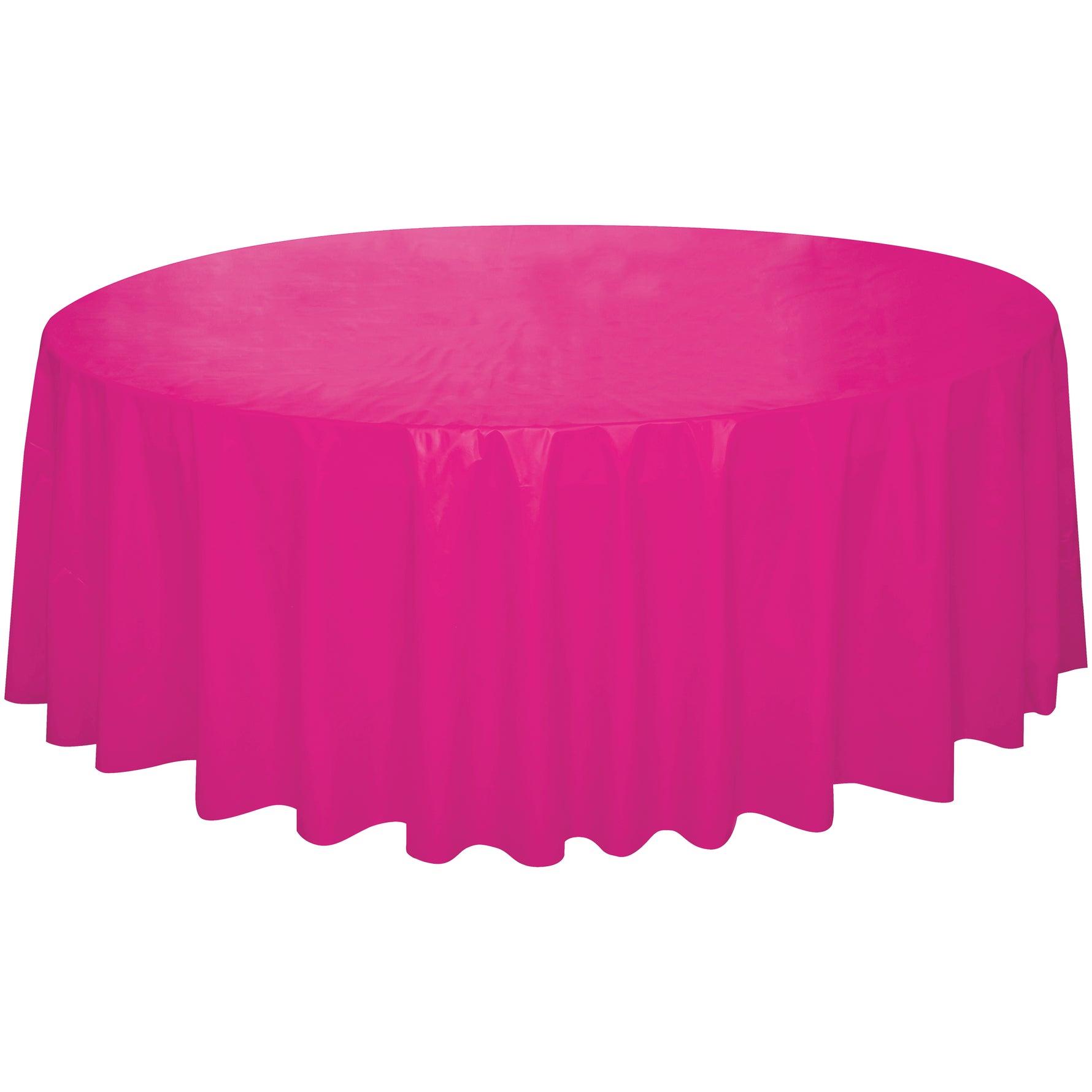 Neon Pink Solid Round Plastic Table Cover, 84" - Image 3