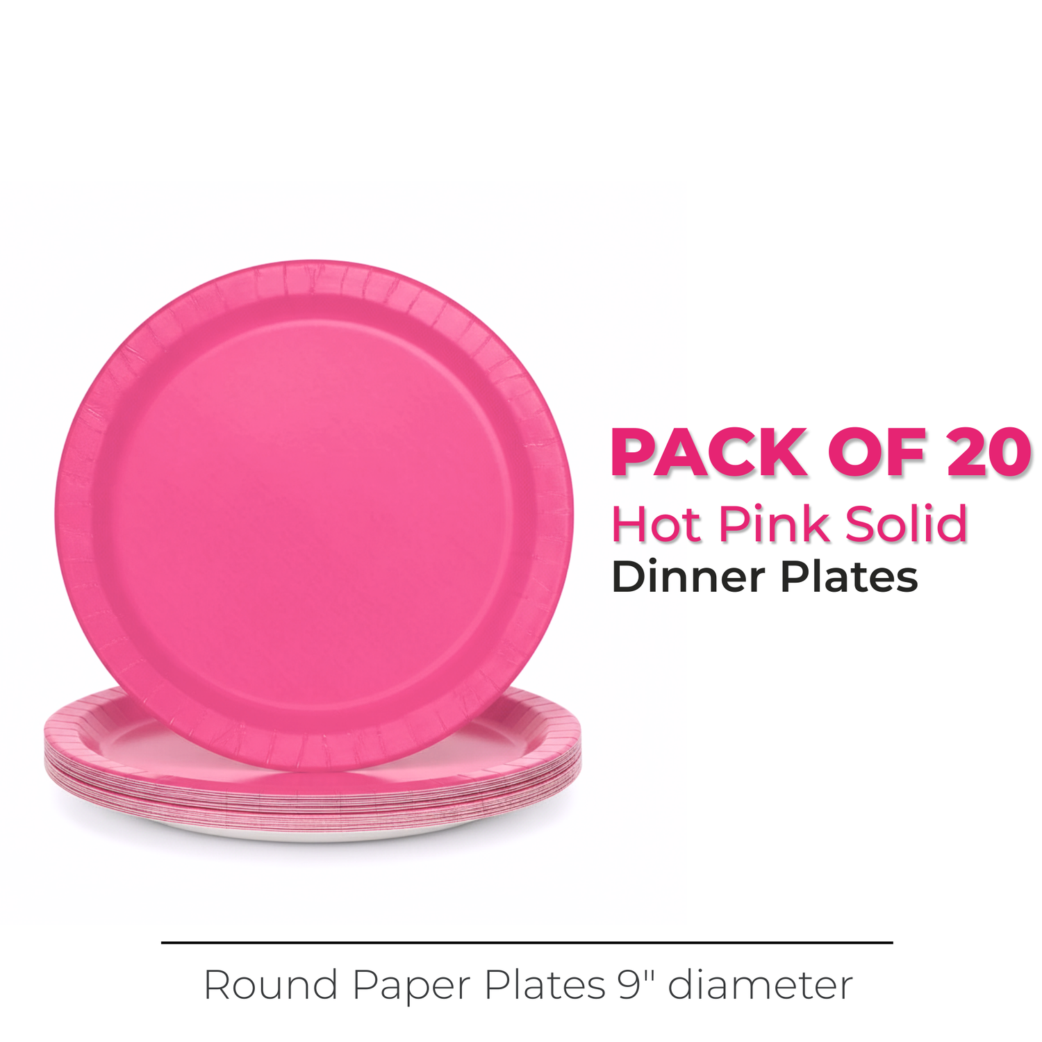 Hot Pink Solid Round 9" Dinner Plates, 20ct