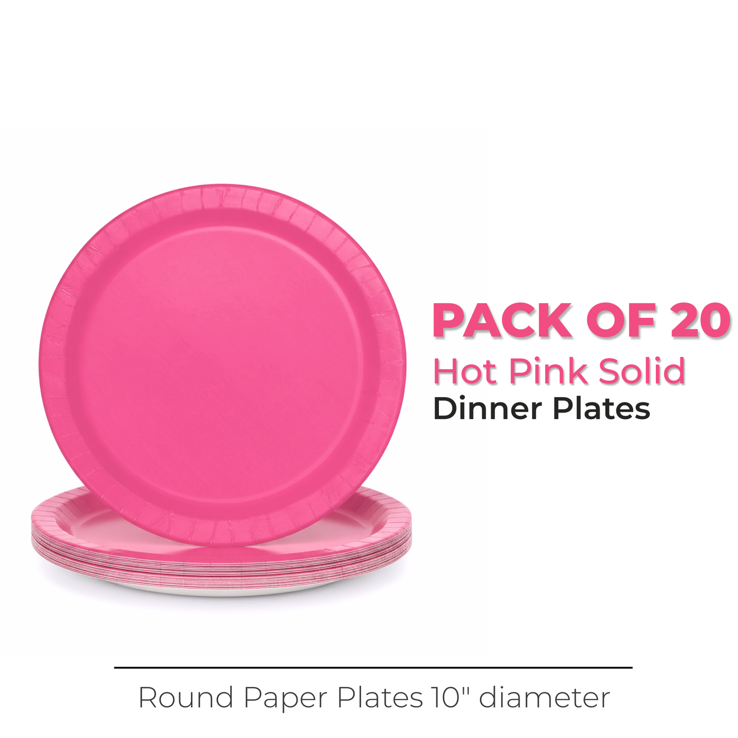 Hot Pink Solid Round 10" Dinner Plates, 20ct