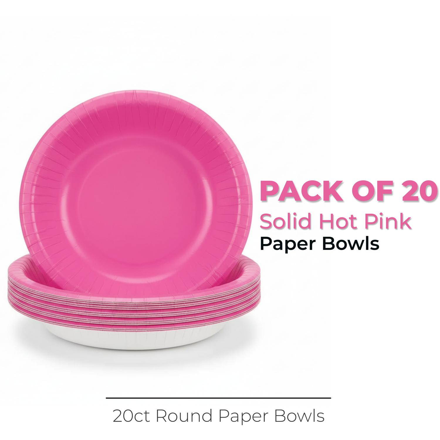 Hot Pink Solid 20oz Paper Bowls, 20ct