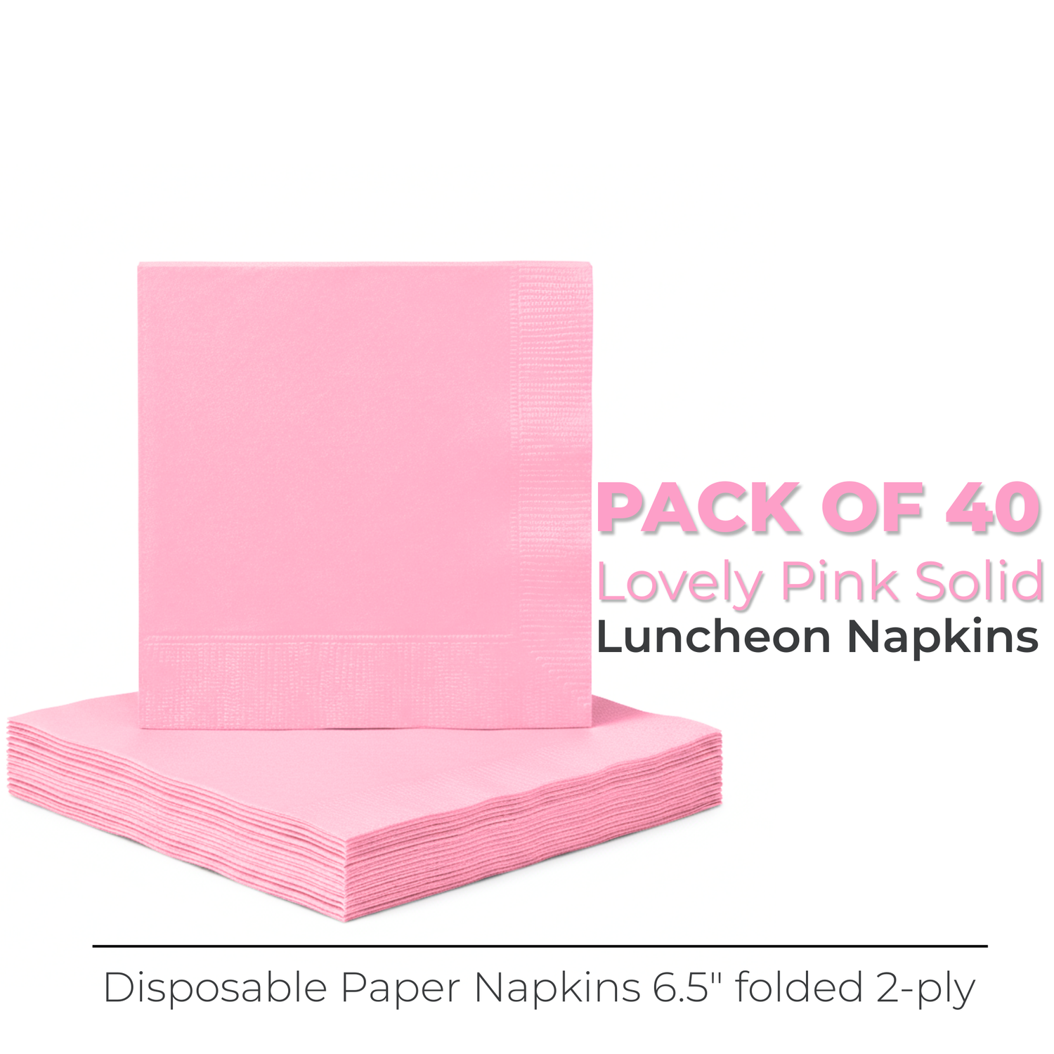 Lovely Pink Solid Luncheon Napkins, 40ct