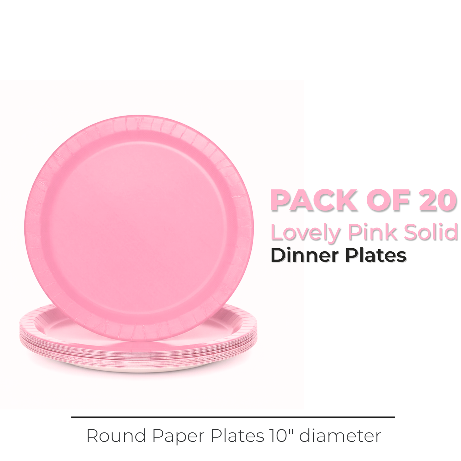 Lovely Pink Solid Round 10" Dinner Plates, 20ct