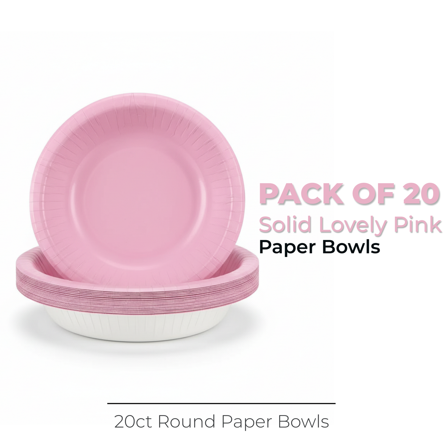Lovely Pink Solid 20oz Paper Bowls, 20ct
