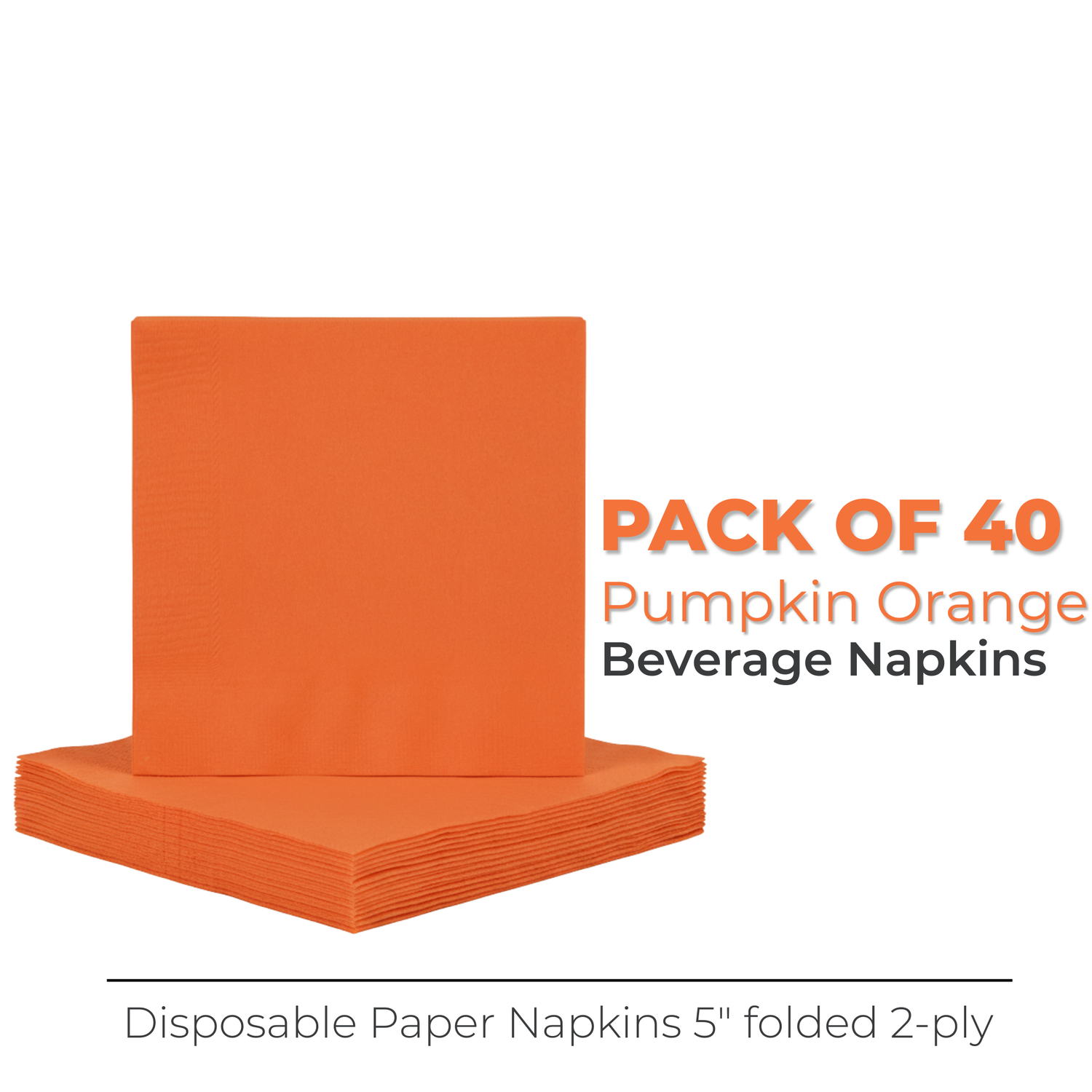Pumpkin Orange Solid Beverage Napkins, 40ct