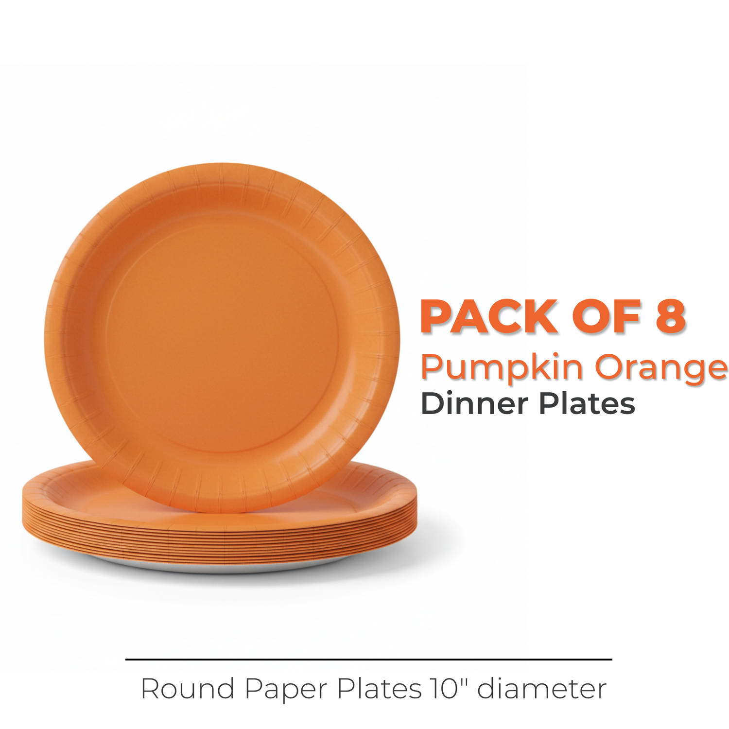 Pumpkin Orange Solid Round 10" Dinner Plates, 20ct