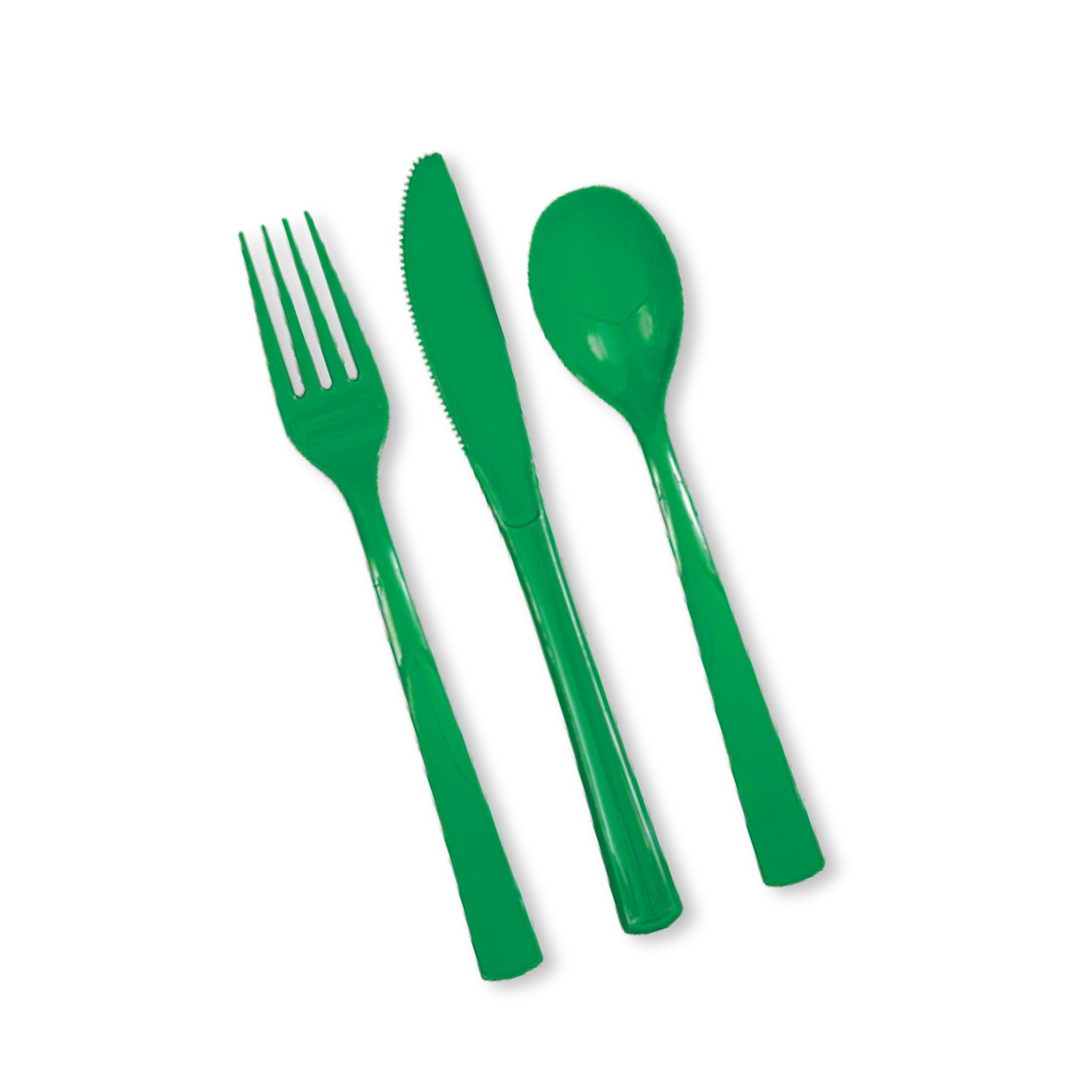 Emerald Green Solid Assorted Plastic Cutlery, 18ct - Boxed