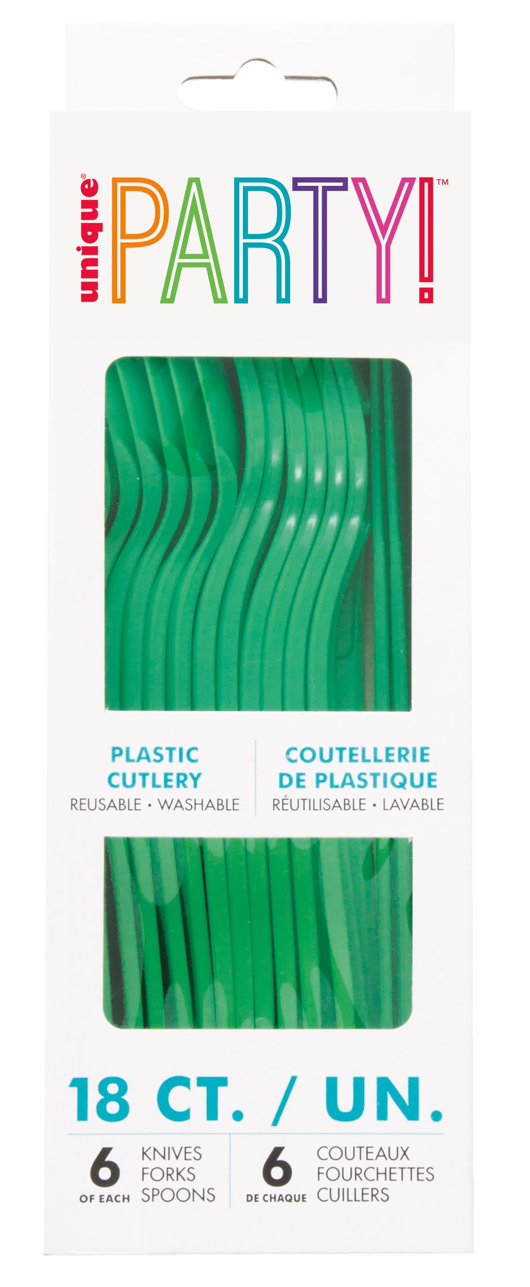 Emerald Green Solid Assorted Plastic Cutlery, 18ct - Boxed - Image 3