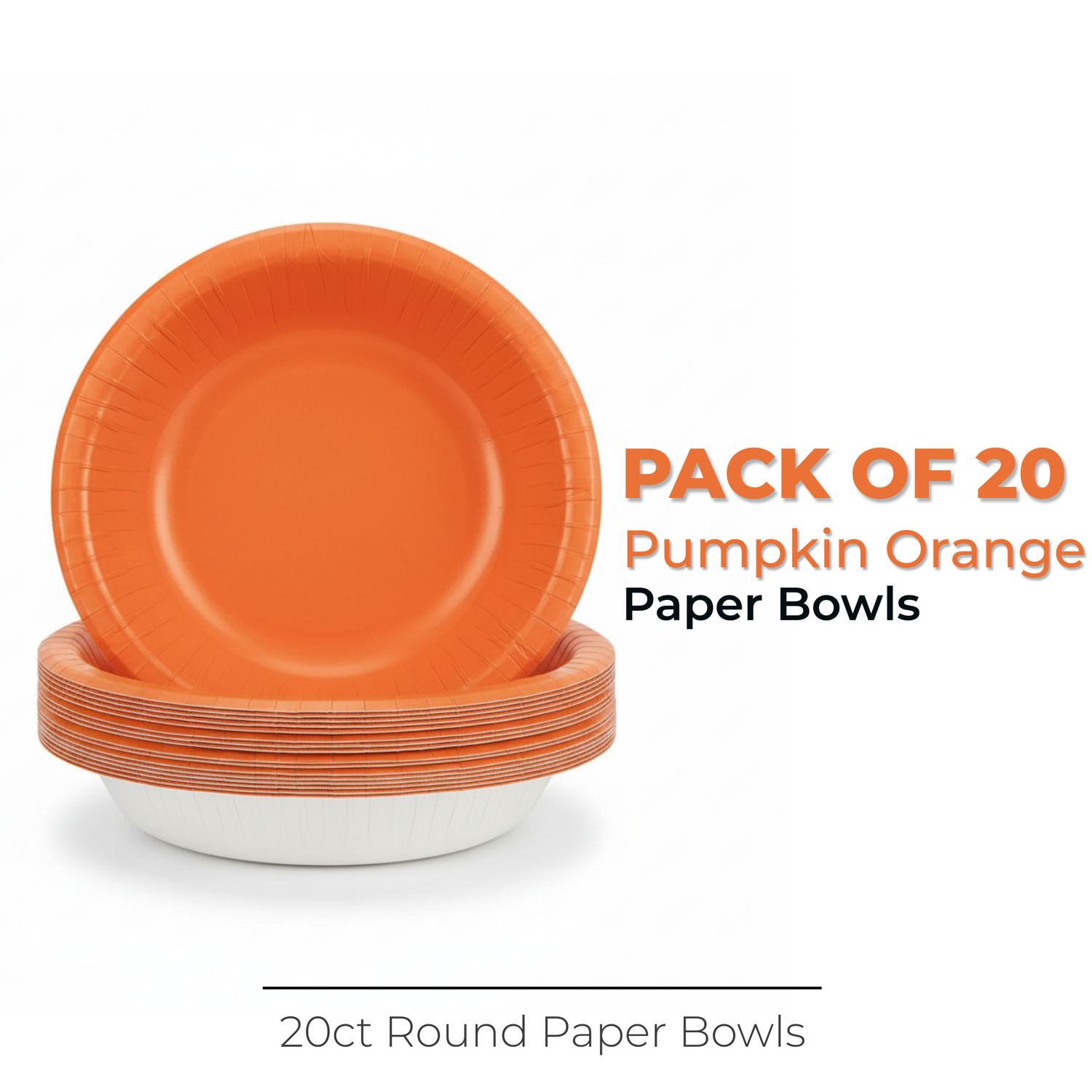 Pumpkin Orange Solid 20oz Paper Bowls, 20ct