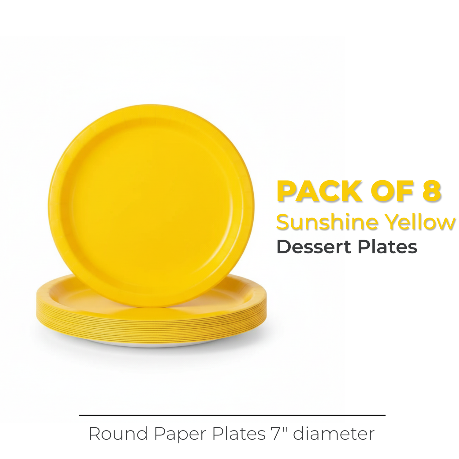 Sunshine Yellow Solid Round 7" Dessert Plates, 20ct