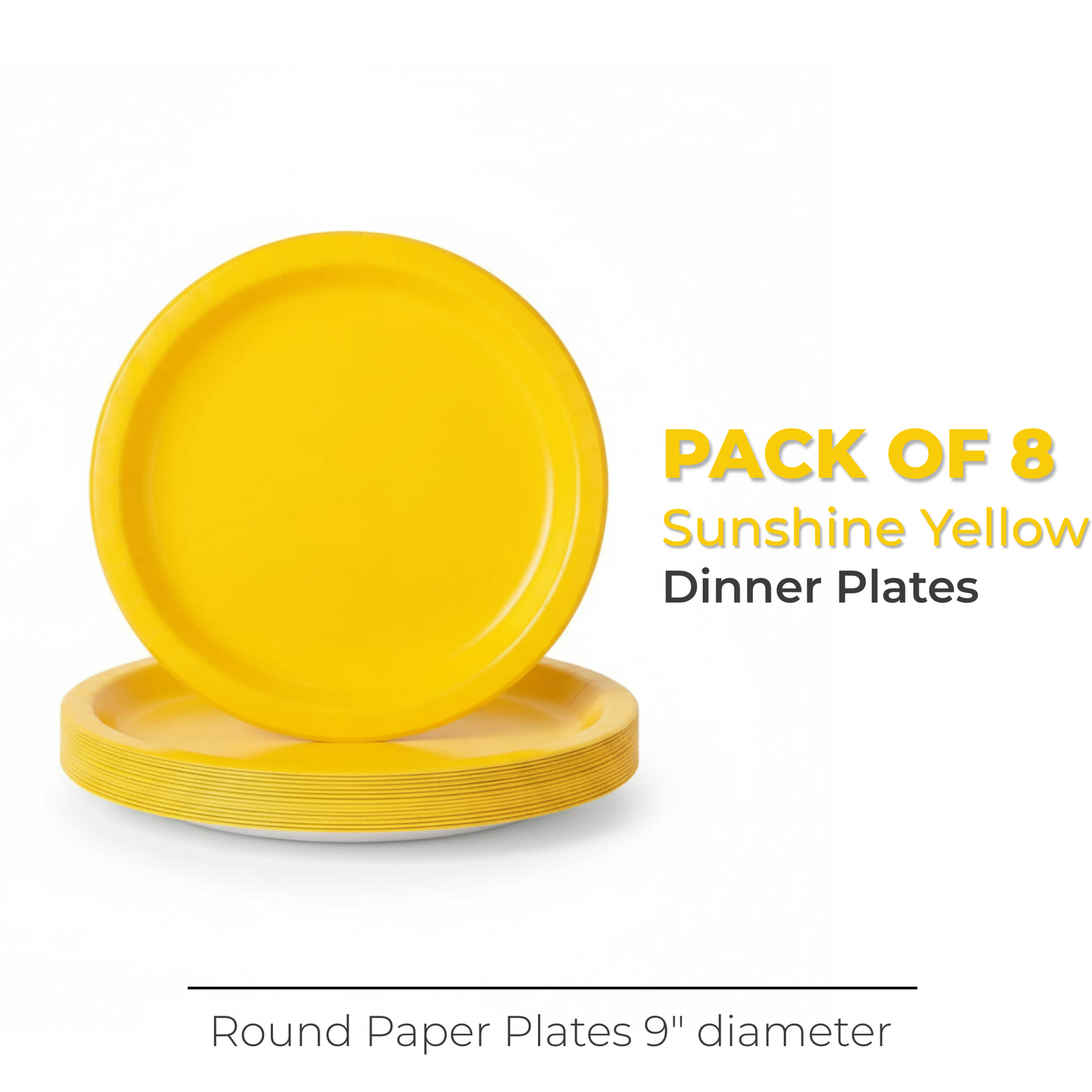 Sunshine Yellow Solid Round 9" Dinner Plates, 20ct