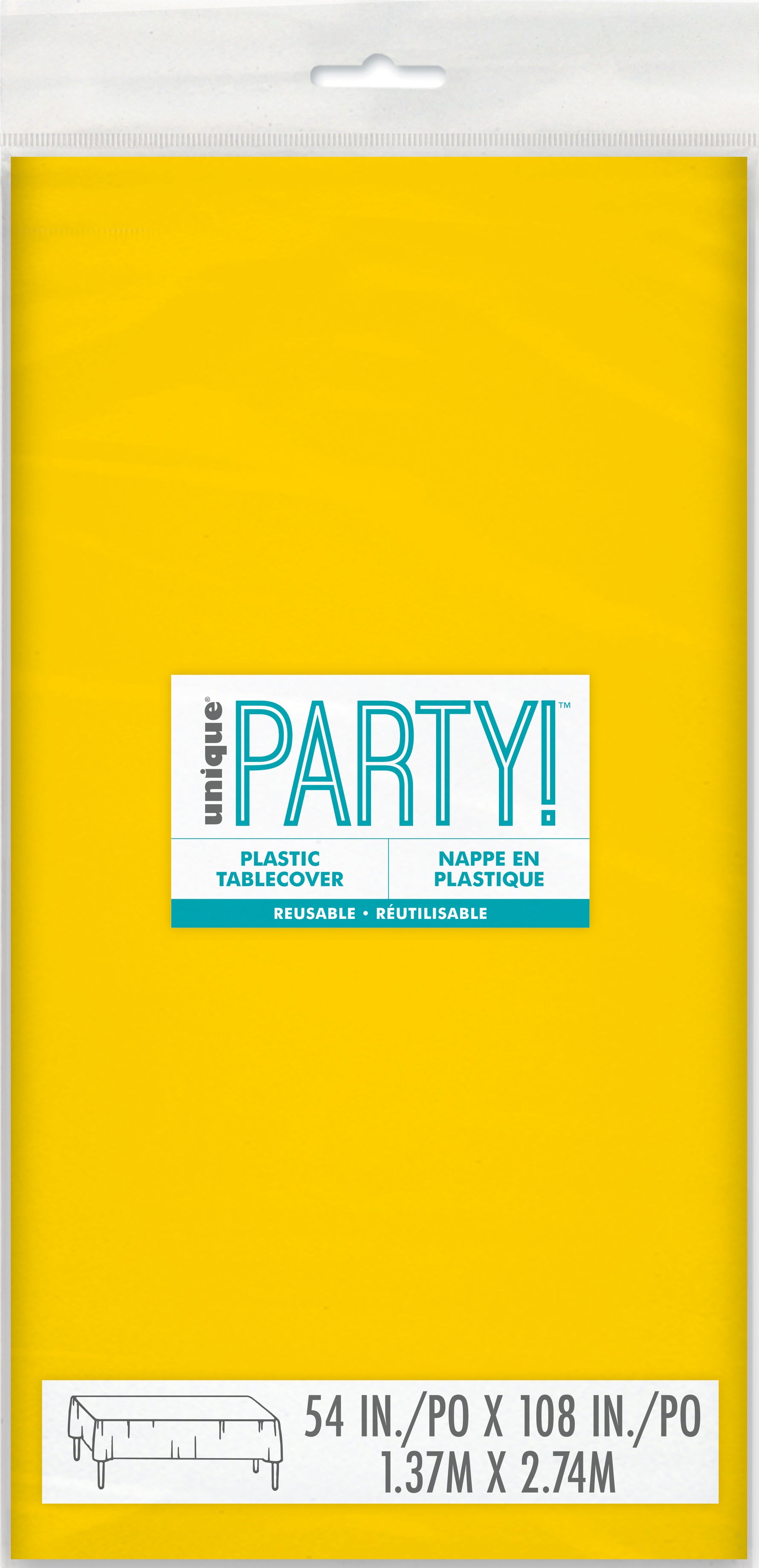 Sunshine Yellow Solid Rectangular Plastic Table Cover, 54" x 108"