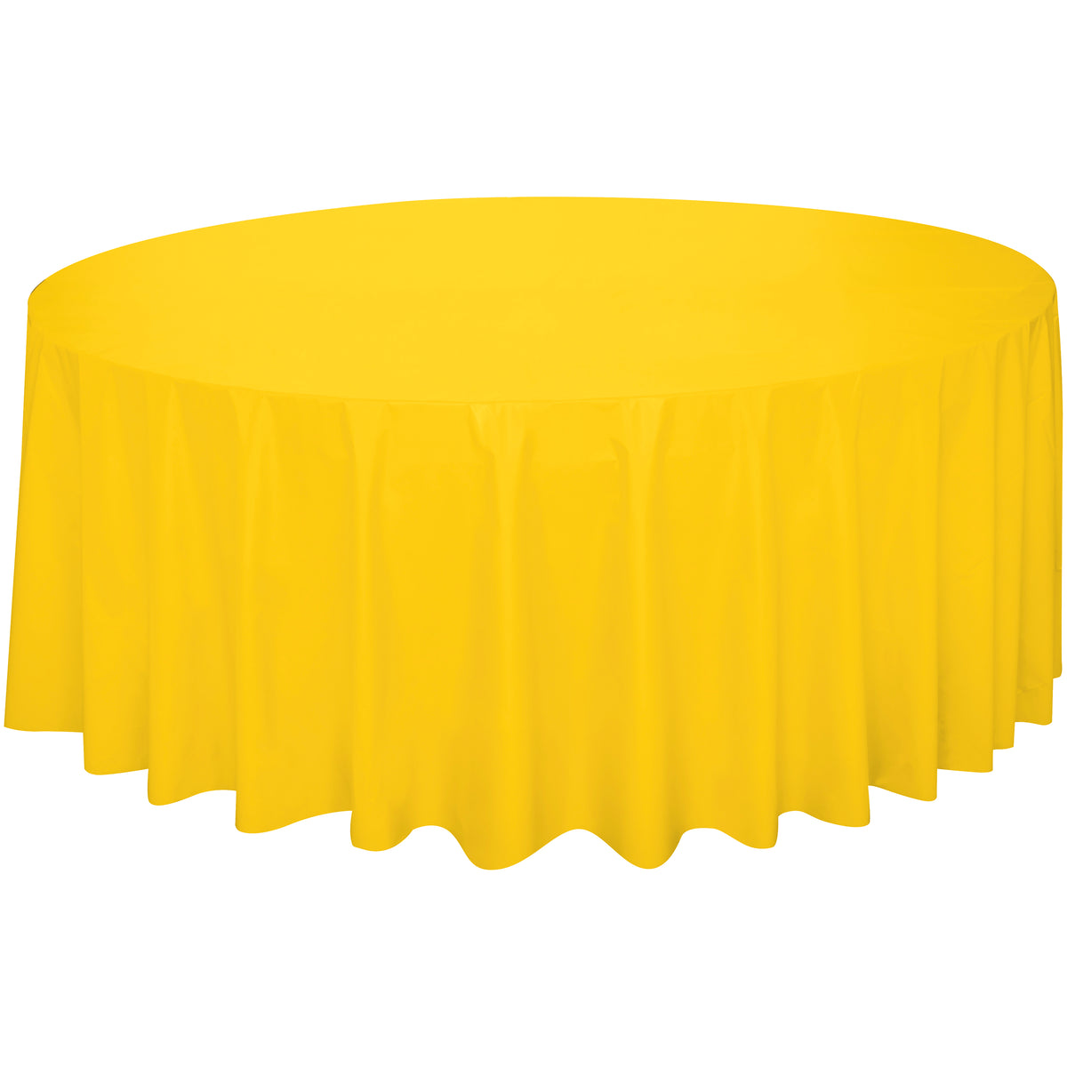Sunshine Yellow Solid Round Plastic Table Cover, 84" - Image 3
