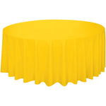Sunshine Yellow Solid Round Plastic Table Cover, 84" - Image 3
