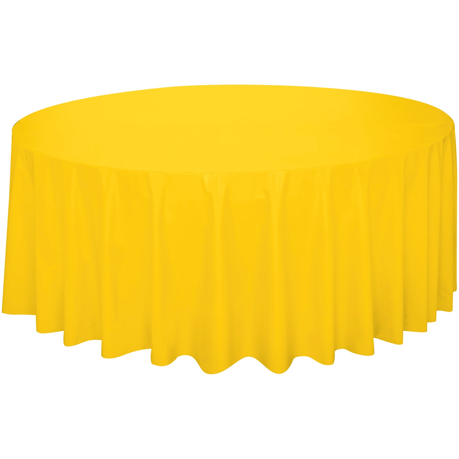 Sunshine Yellow Solid Round Plastic Table Cover, 84" - Image 3