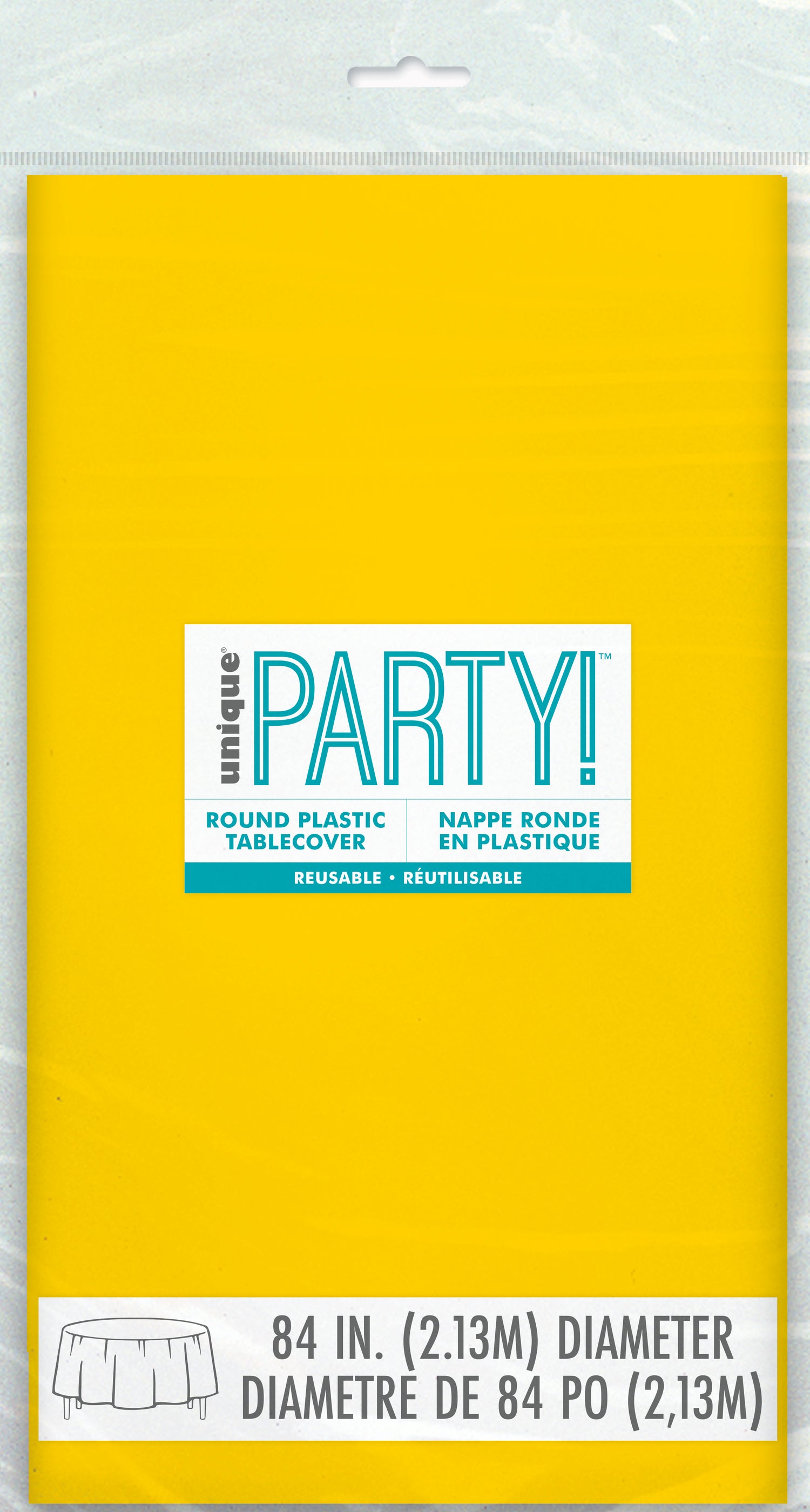 Sunshine Yellow Solid Round Plastic Table Cover, 84"