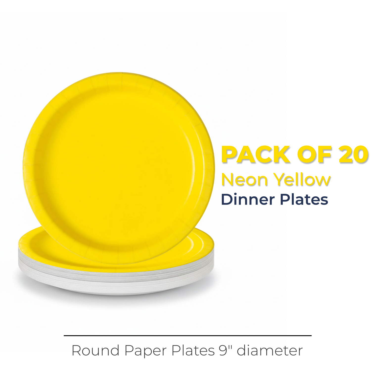 Neon Yellow Solid Round 9" Dinner Plates, 20ct
