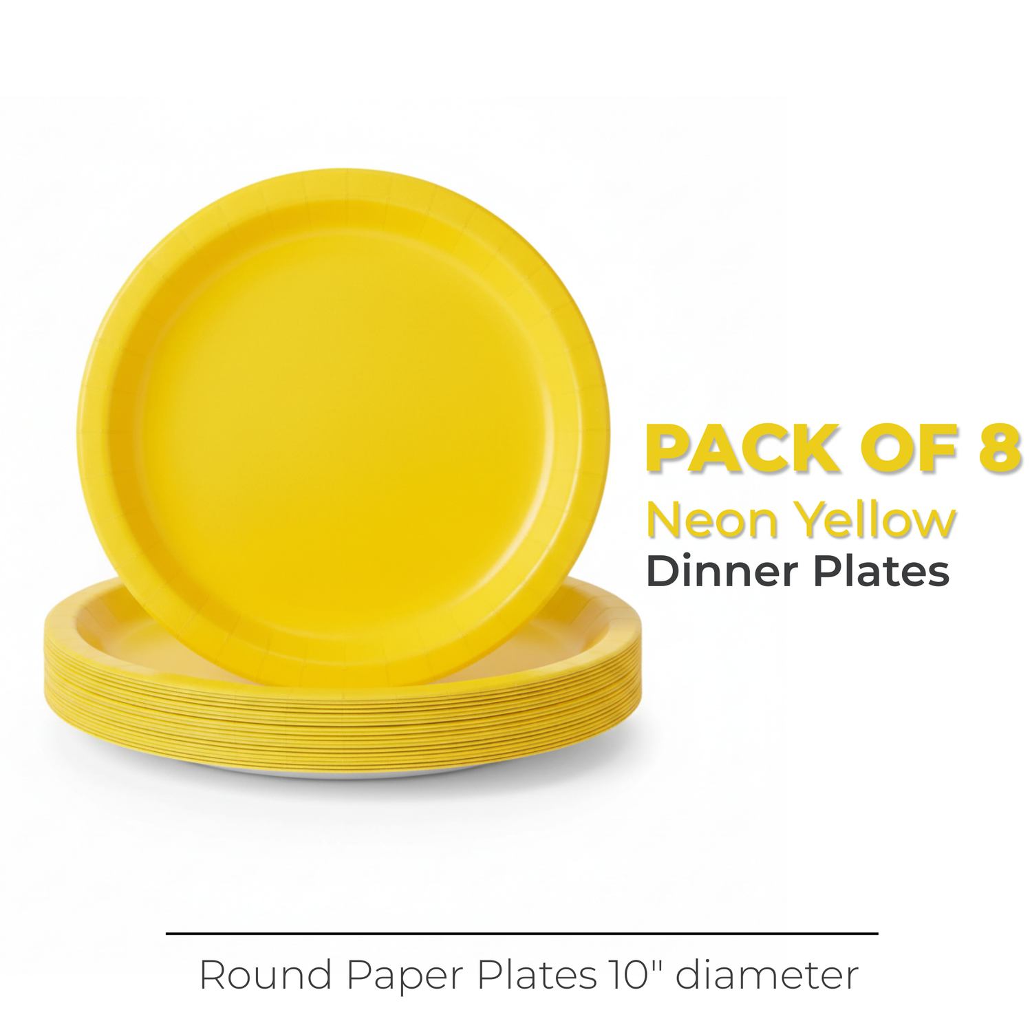 Neon Yellow Solid Round 10" Dinner Plates, 20ct