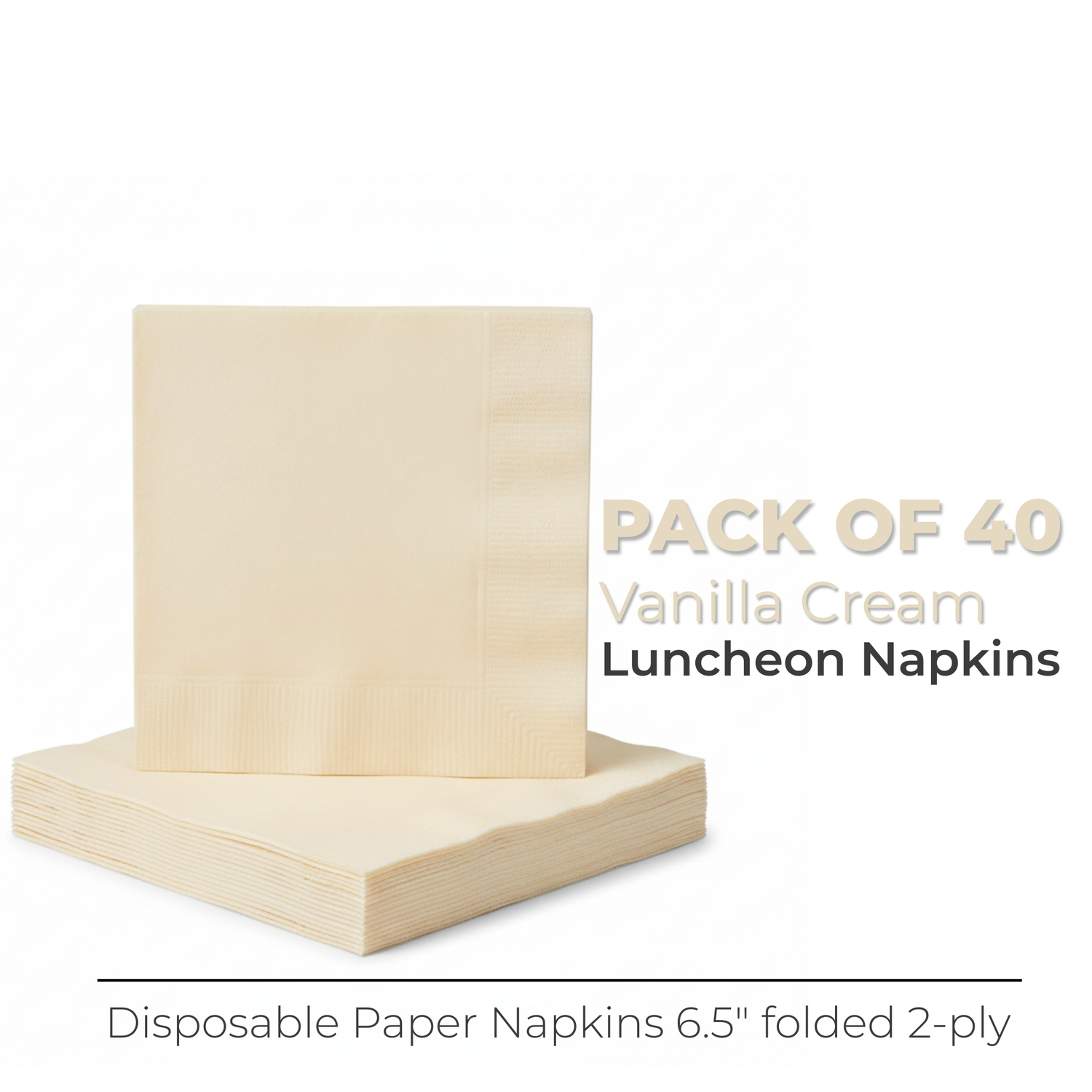 Vanilla Cream Solid Luncheon Napkins, 40ct