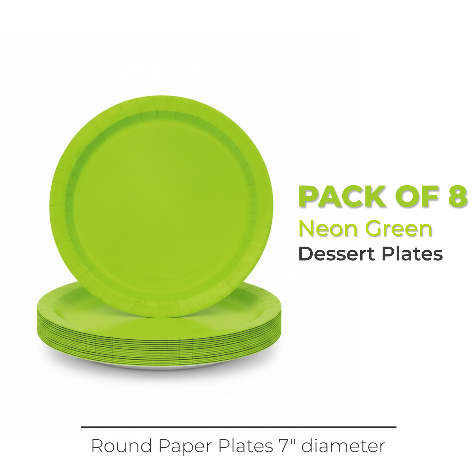 Neon Green Solid Round 7" Dessert Plates, 20ct
