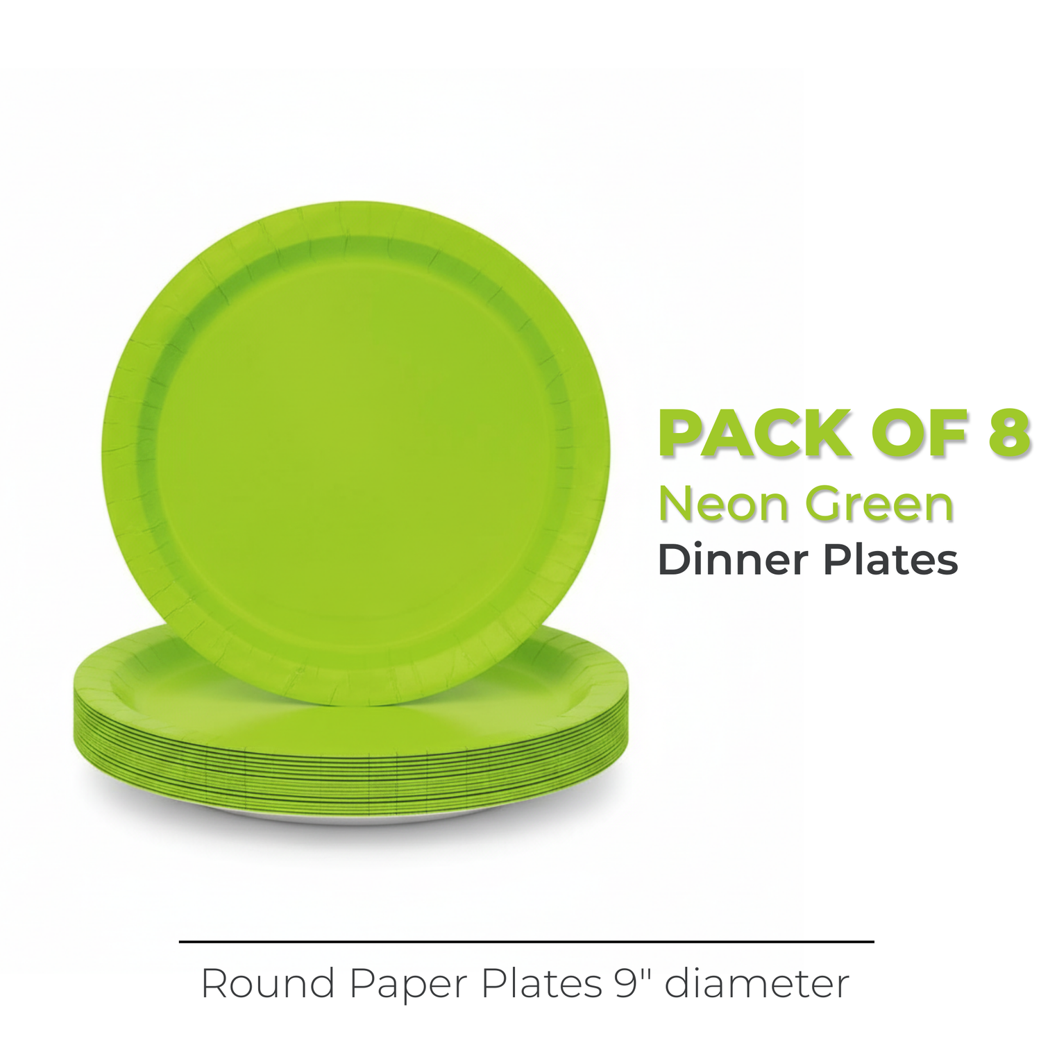 Neon Green Solid Round 9" Dinner Plates, 20ct