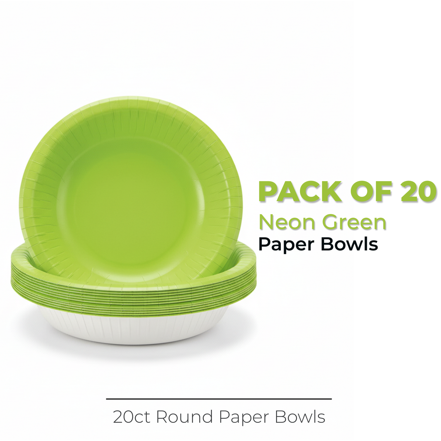 Neon Green Solid 20oz Paper Bowls, 20ct
