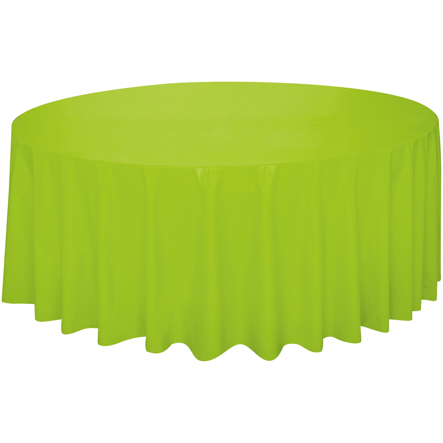 Neon Green Solid Round Plastic Table Cover, 84" - Image 3