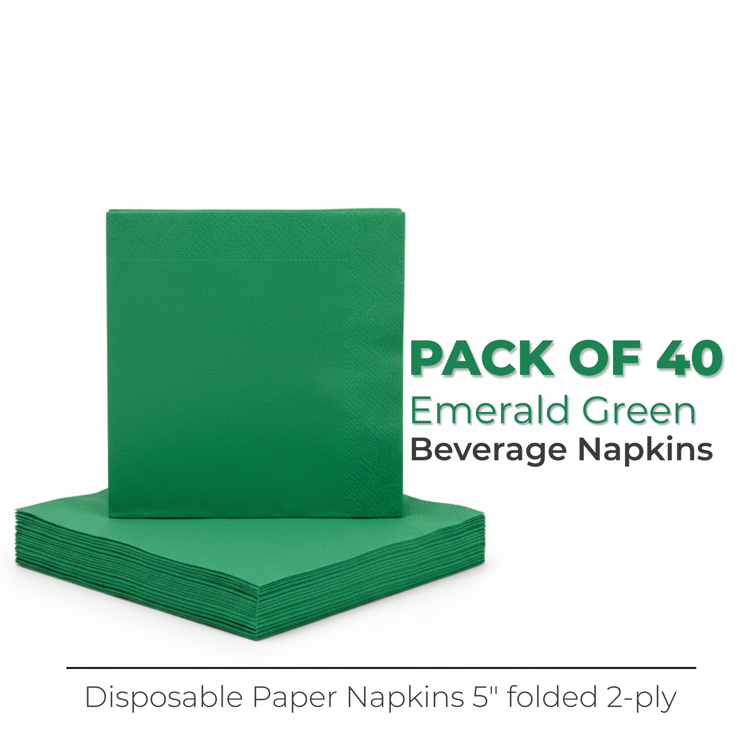 Emerald Green Solid Beverage Napkins, 40ct