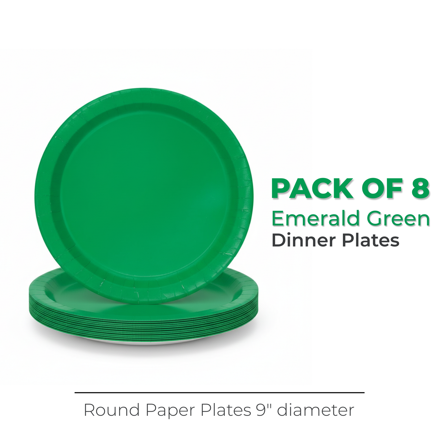 Emerald Green Solid Round 9" Dinner Plates, 20ct