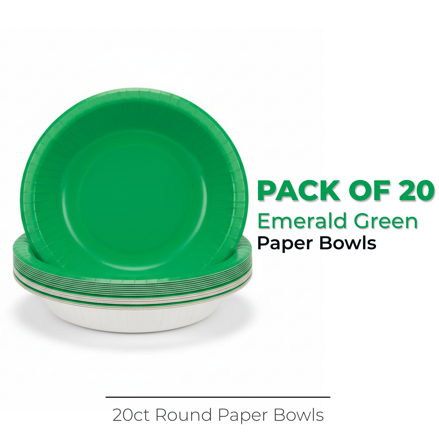 Emerald Green Solid 20oz Paper Bowls, 20ct