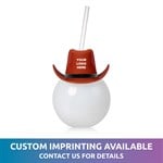 Brown Cowboy Hat 20 oz. Ball Cup with Straw