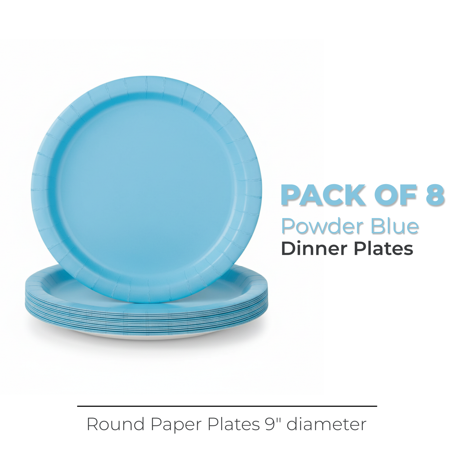 Powder Blue Solid Round 9" Dinner Plates, 20ct
