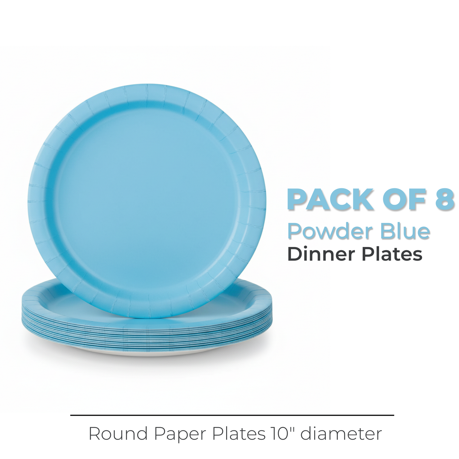 Powder Blue Solid Round 10" Dinner Plates, 20ct