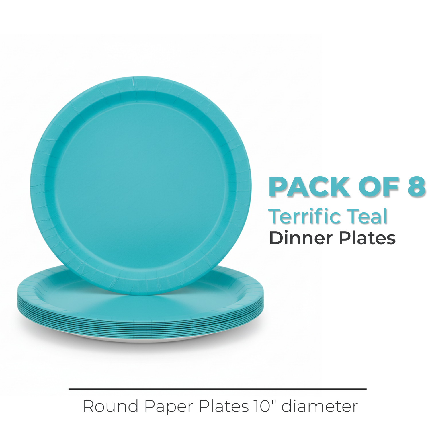 Terrific Teal Solid Round 10" Dinner Plates, 20ct