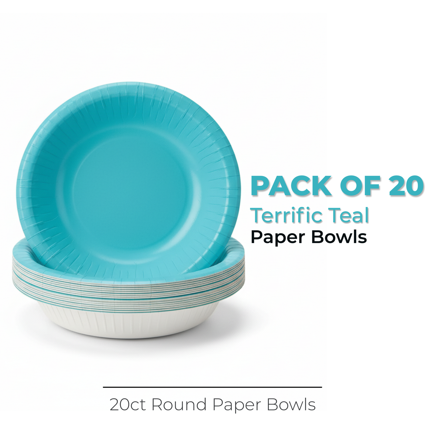Terrific Teal Solid 20oz Paper Bowls, 20ct