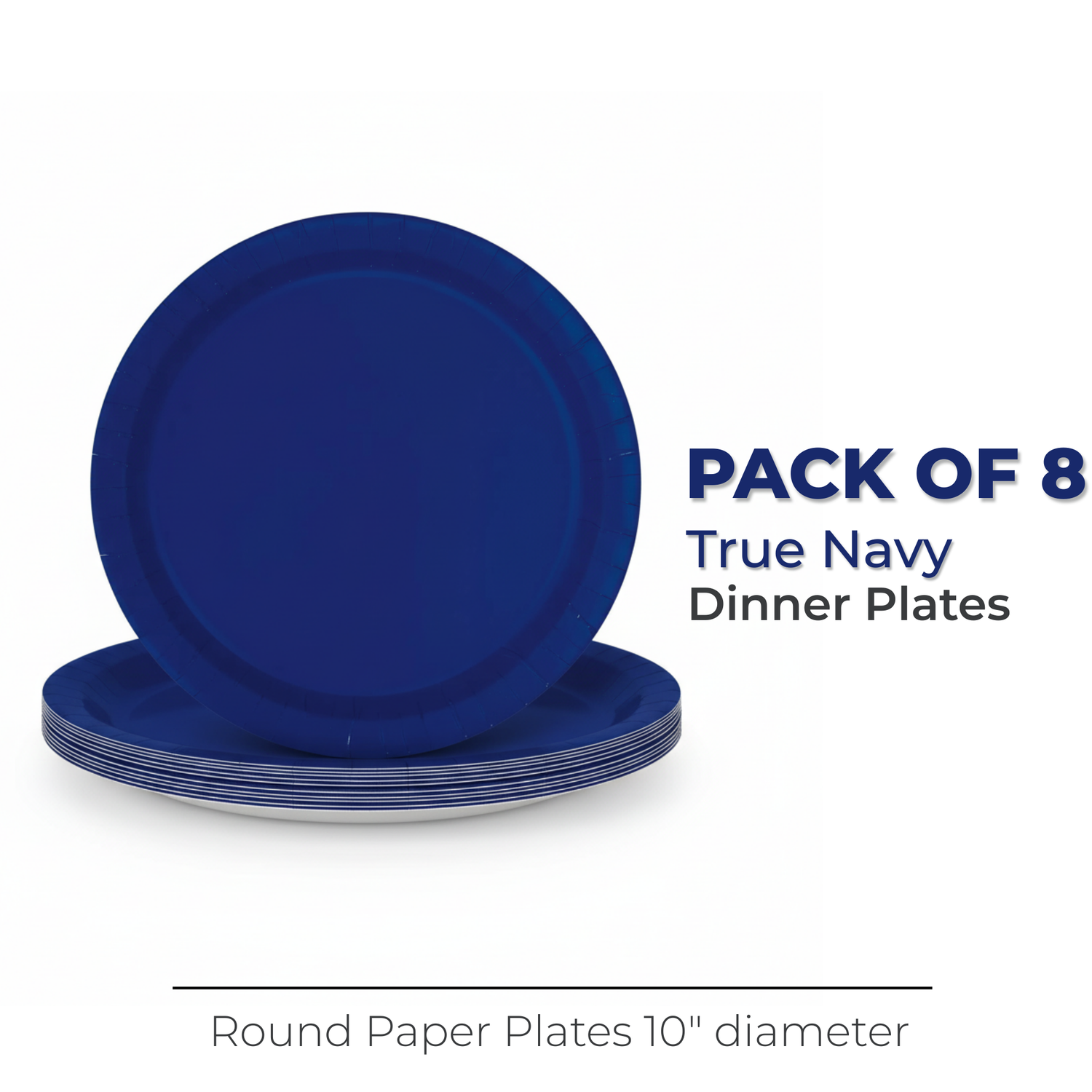 True Navy Solid Round 10" Dinner Plates, 20ct