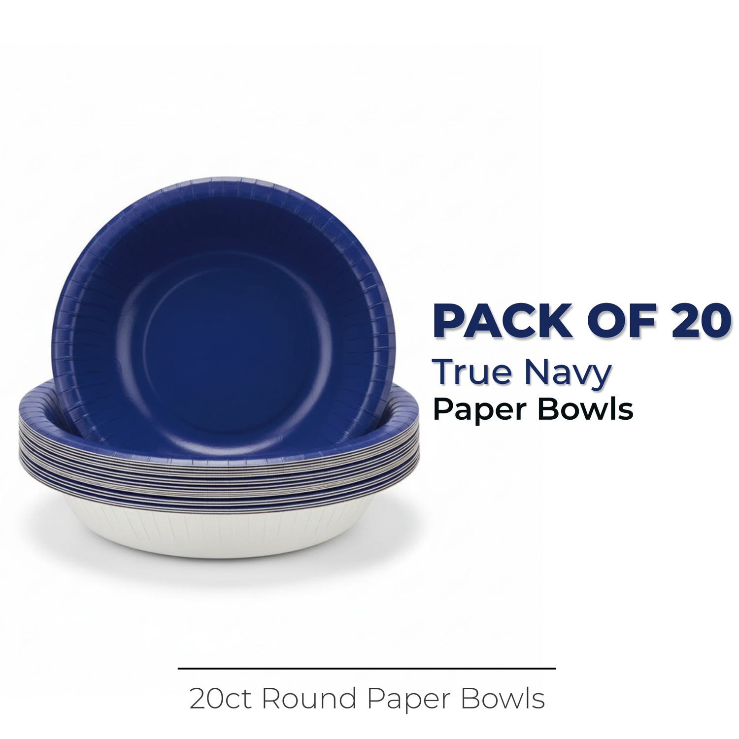 True Navy Solid 20oz Paper Bowls, 20ct