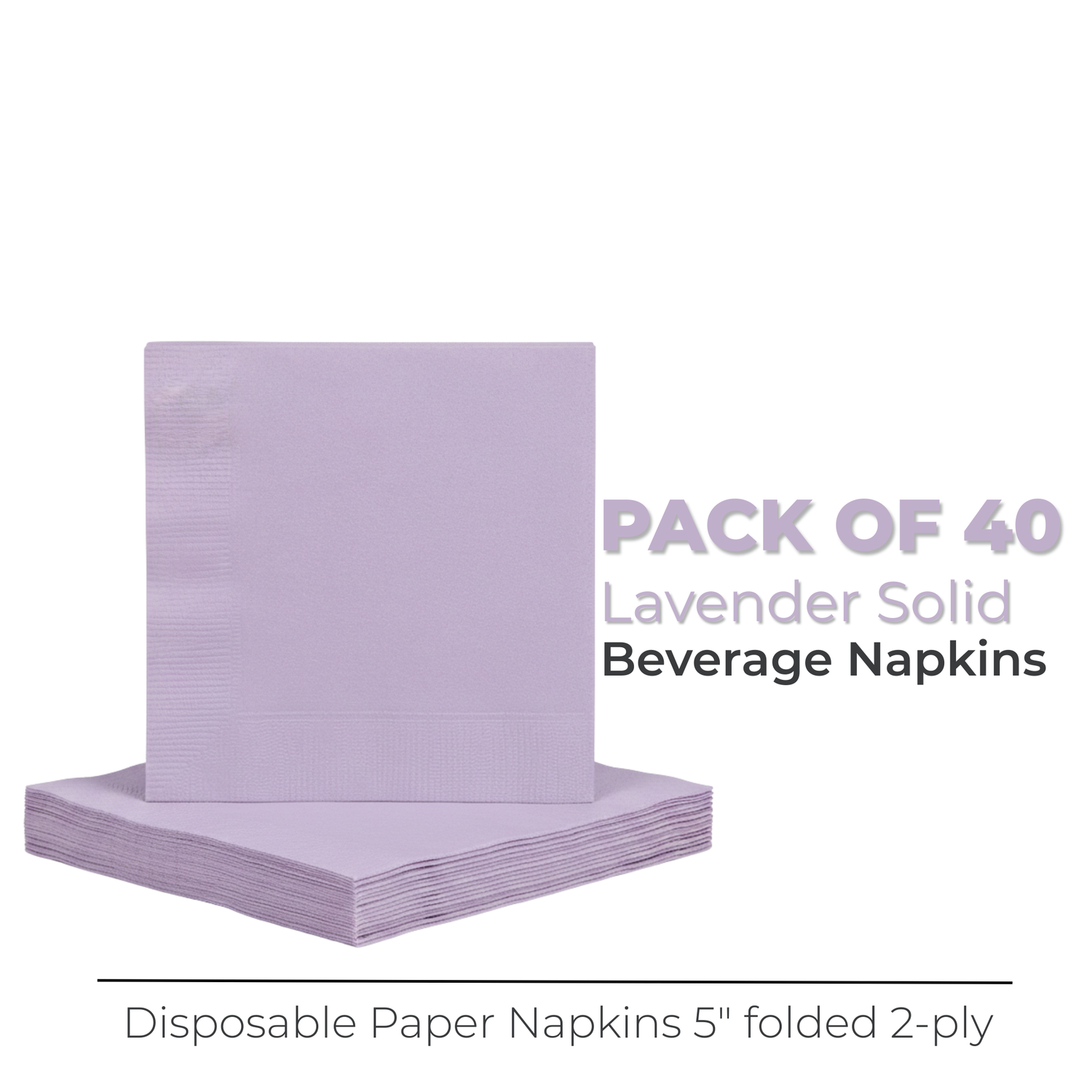 Lavender Solid Beverage Napkins, 40ct