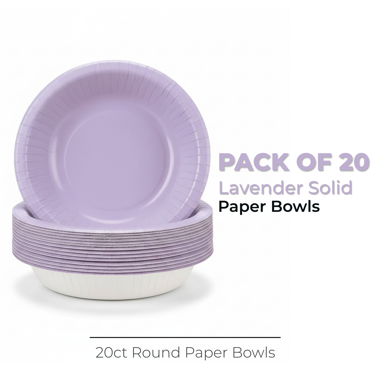 Lavender Solid 20oz Paper Bowls, 20ct
