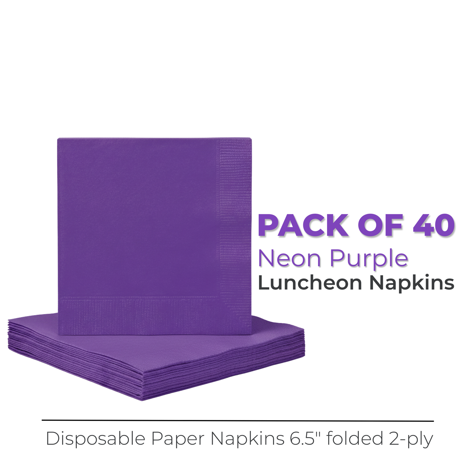 Neon Purple Solid Luncheon Napkins, 40ct